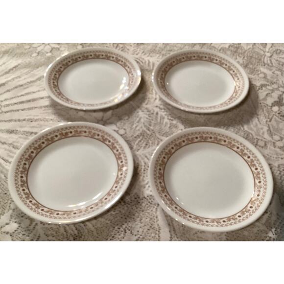 Corelle White & Ginger Brown Summer Impressions Set of 4 Bread Plates 6.75” - Picture 5 of 8